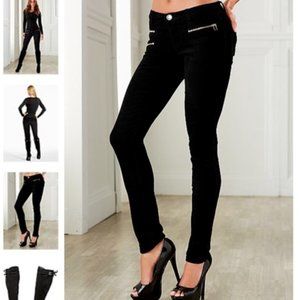 VENUS Black Corduroy Moto Straight Leg Jeans